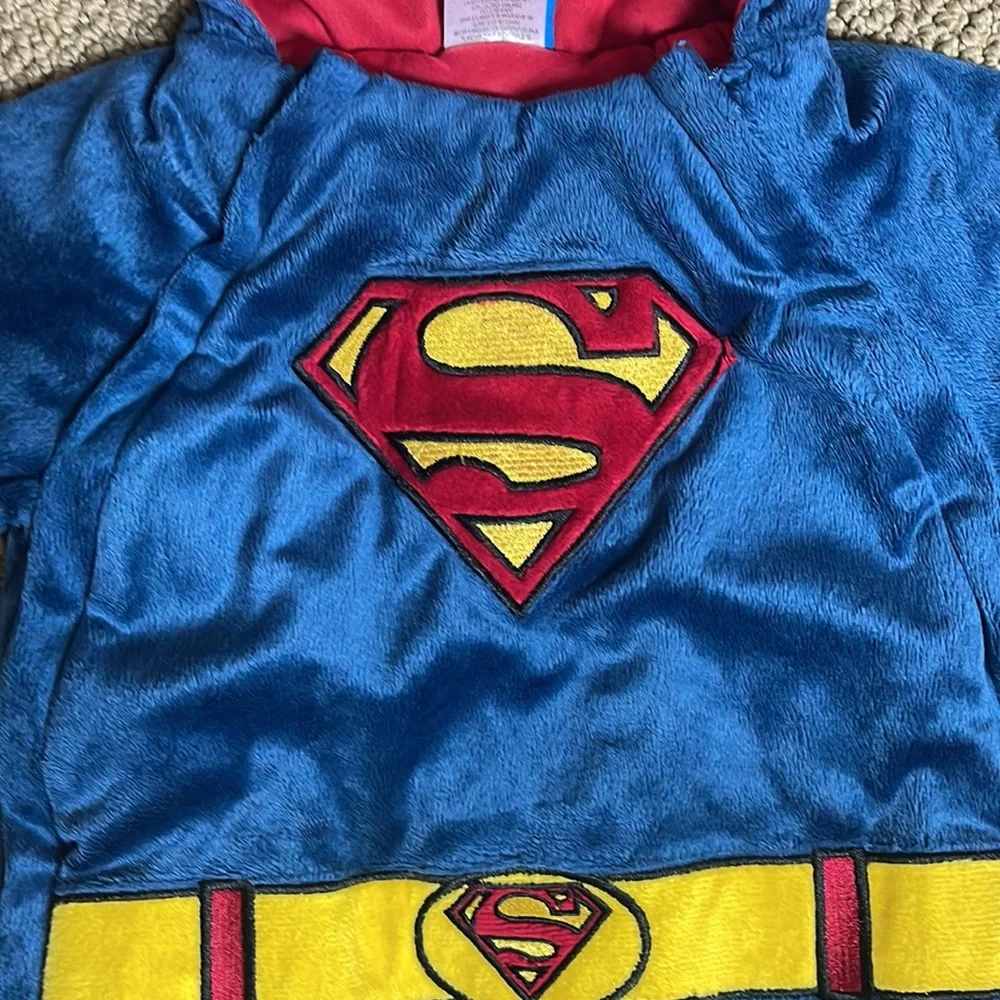 Baby Toddler Snowsuit DC Comic Superman Plush Bunting Hoodie Size 3 months